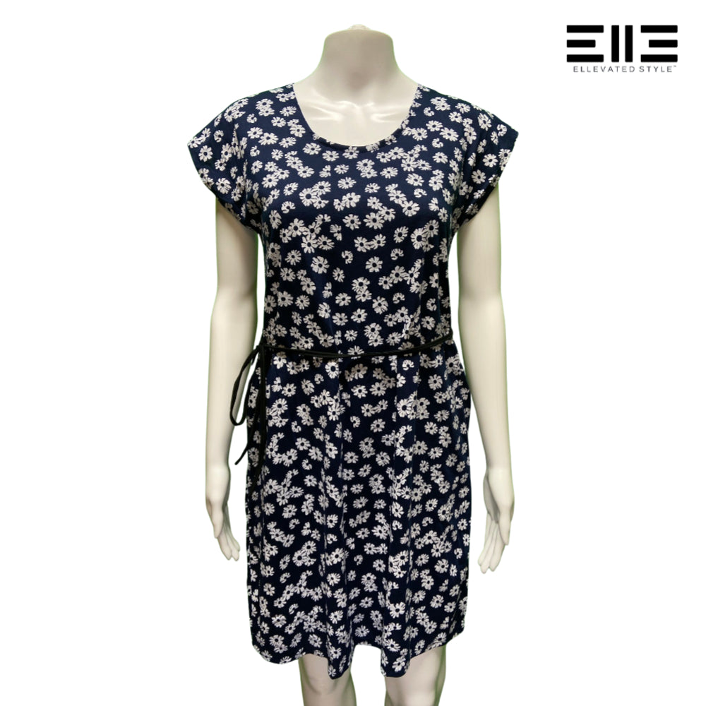 Flowered Sundress Tie-Waist with Pockets