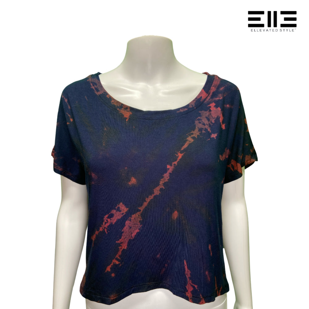 Short Sleeve Drop Shoulder Tie Dye Crop Tee