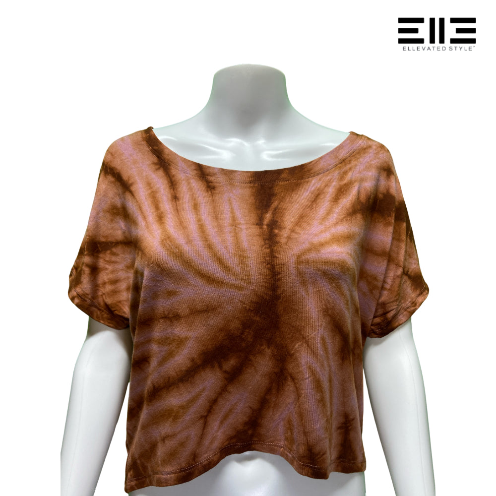 Short Sleeve Drop Shoulder Tie Dye Crop Tee