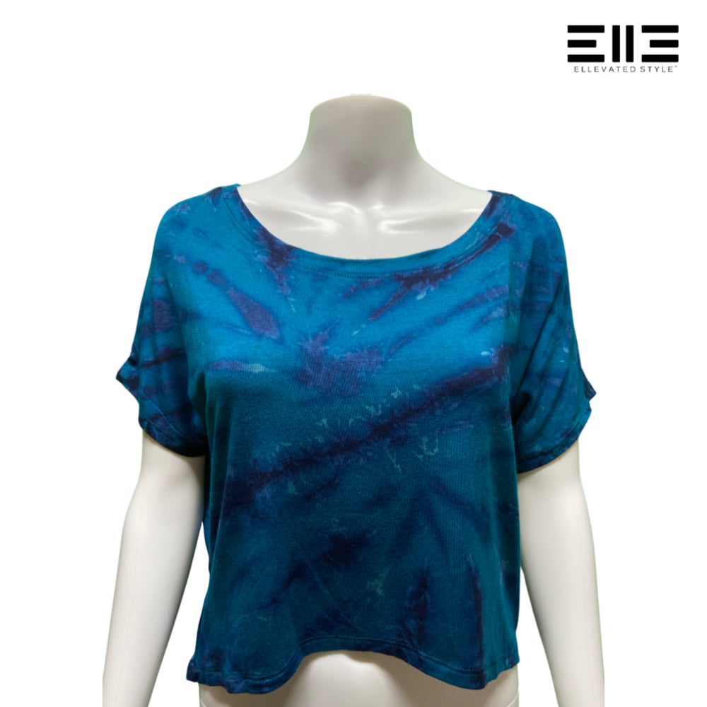 Short Sleeve Drop Shoulder Tie Dye Crop Tee