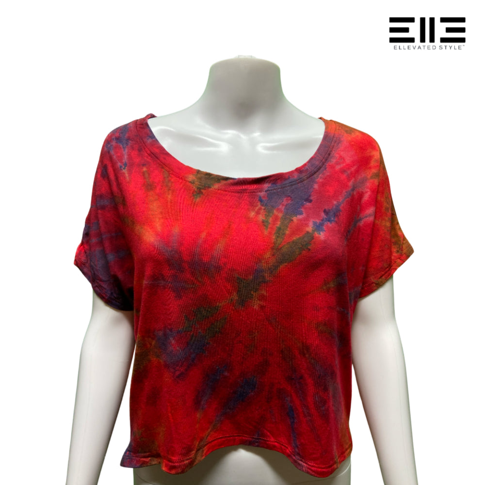 Short Sleeve Drop Shoulder Tie Dye Crop Tee