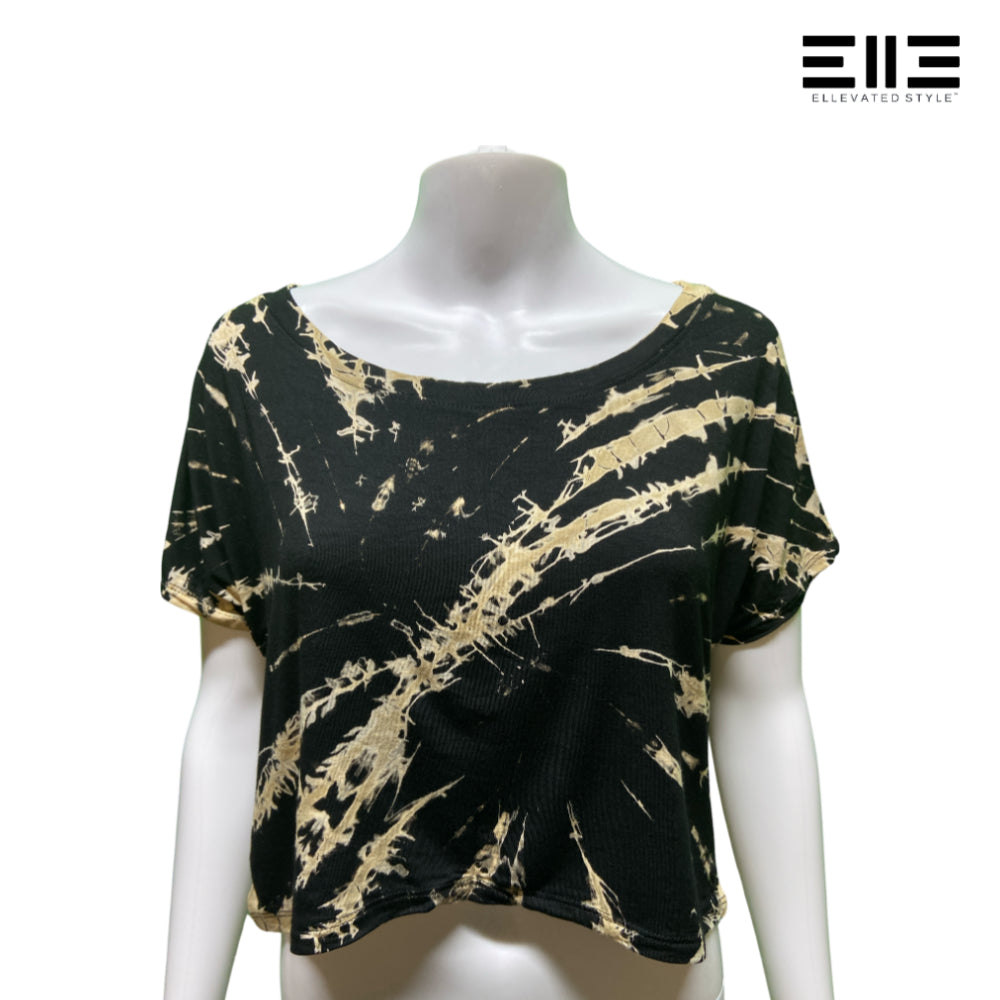 Short Sleeve Drop Shoulder Tie Dye Crop Tee