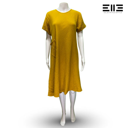 Bubble Cotton Lightweight Short Sleeve Dress w/ Pocket