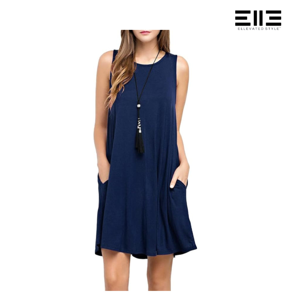 Bamboo Sleeveless Swing Dress w/Pockets
